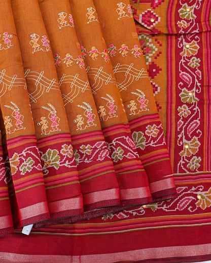 Earthy Chanderi Embroidery Saree - Shop Vastram