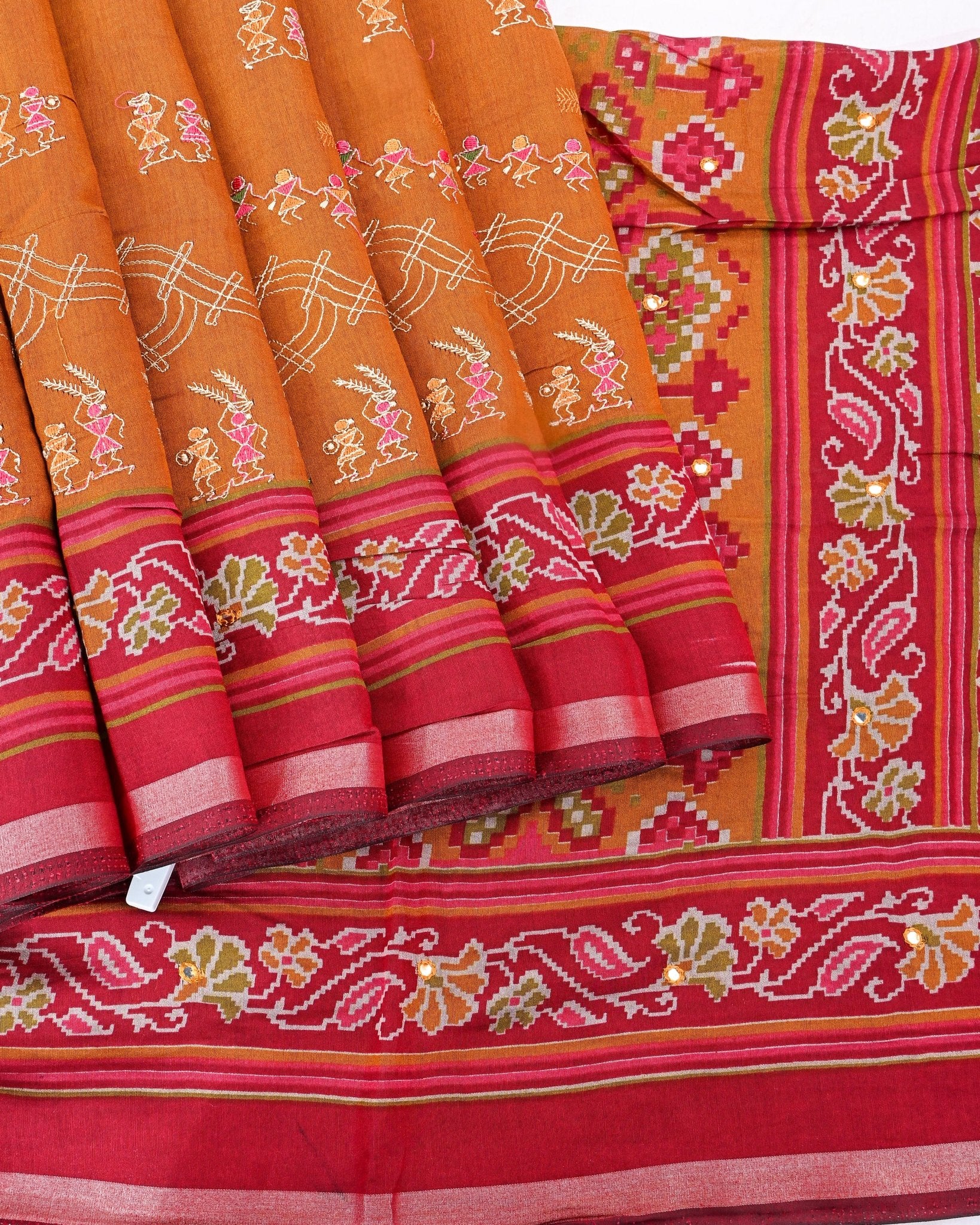 Earthy Chanderi Embroidery Saree - Shop Vastram