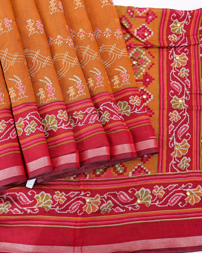 Earthy Chanderi Embroidery Saree - Shop Vastram
