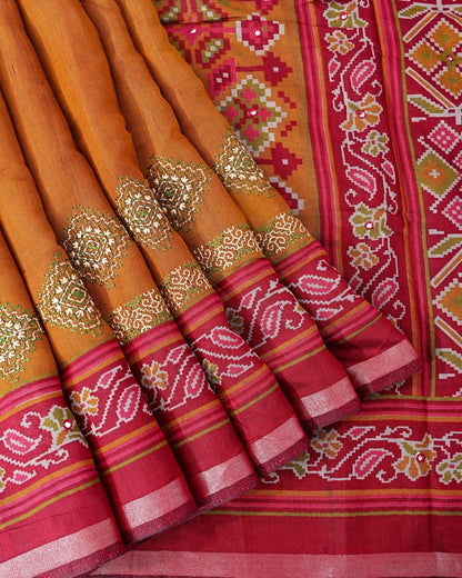 Earthy Chanderi Embroidery Saree - Shop Vastram