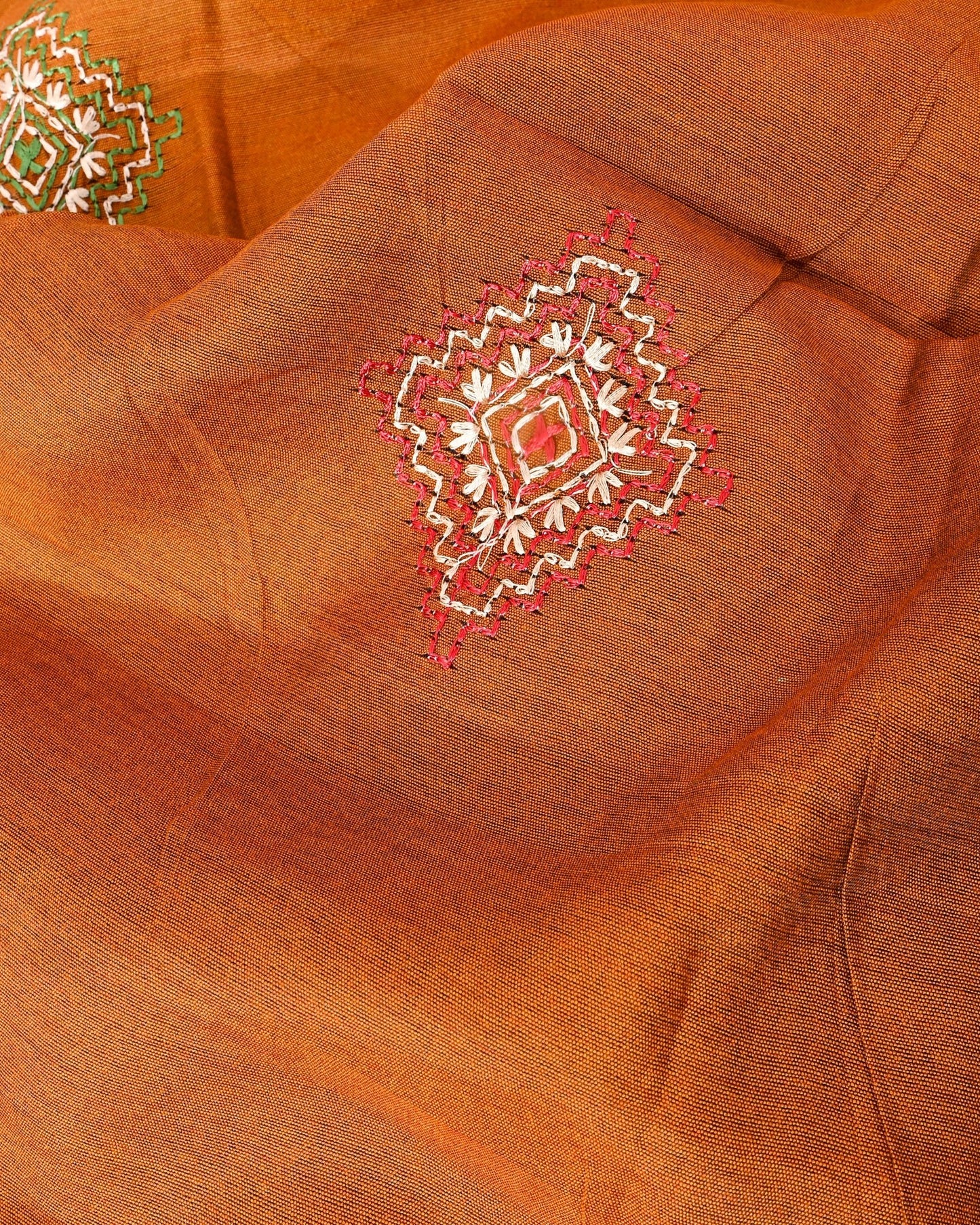 Earthy Chanderi Embroidery Saree - Shop Vastram