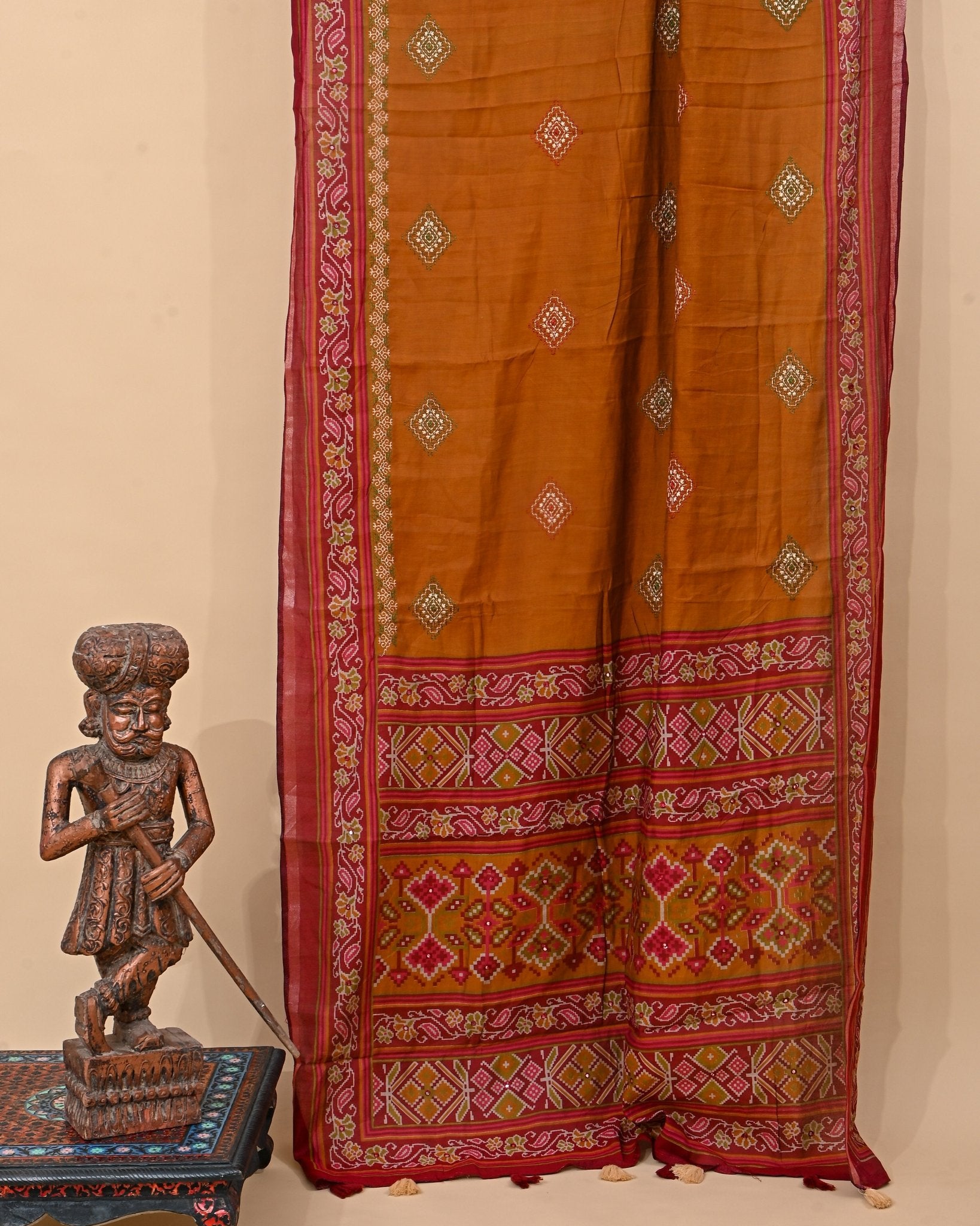 Earthy Chanderi Embroidery Saree - Shop Vastram