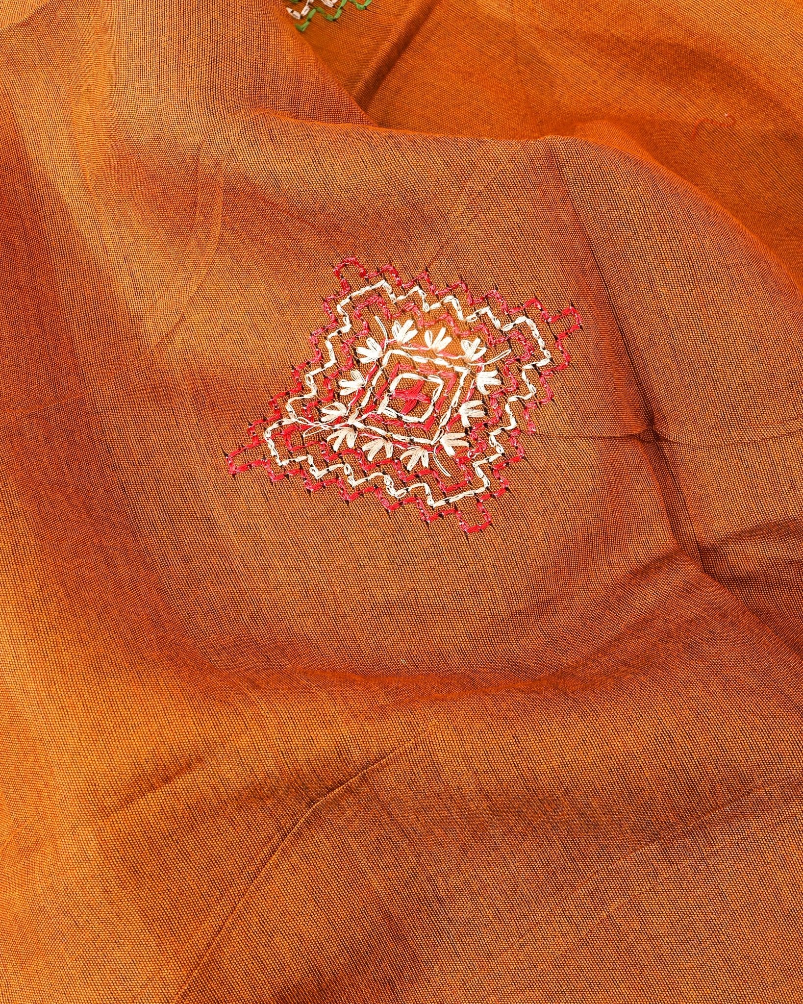 Earthy Chanderi Embroidery Saree - Shop Vastram