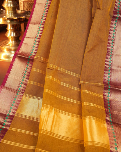 Earthy Color Cotton Saree - Shop Vastram
