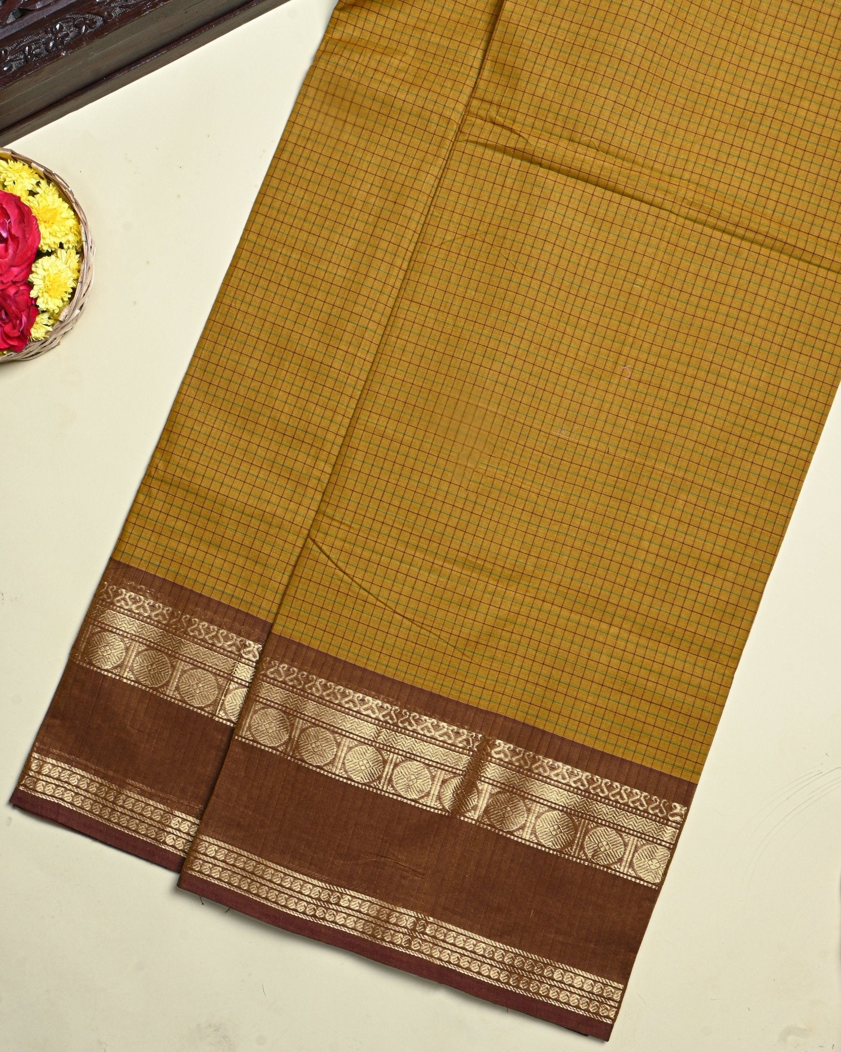 Earthy Color Cotton Saree - Shop Vastram