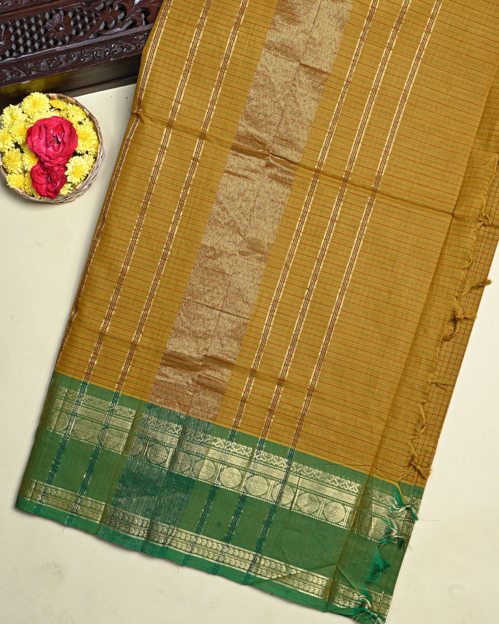 Earthy Color Cotton Saree - Shop Vastram