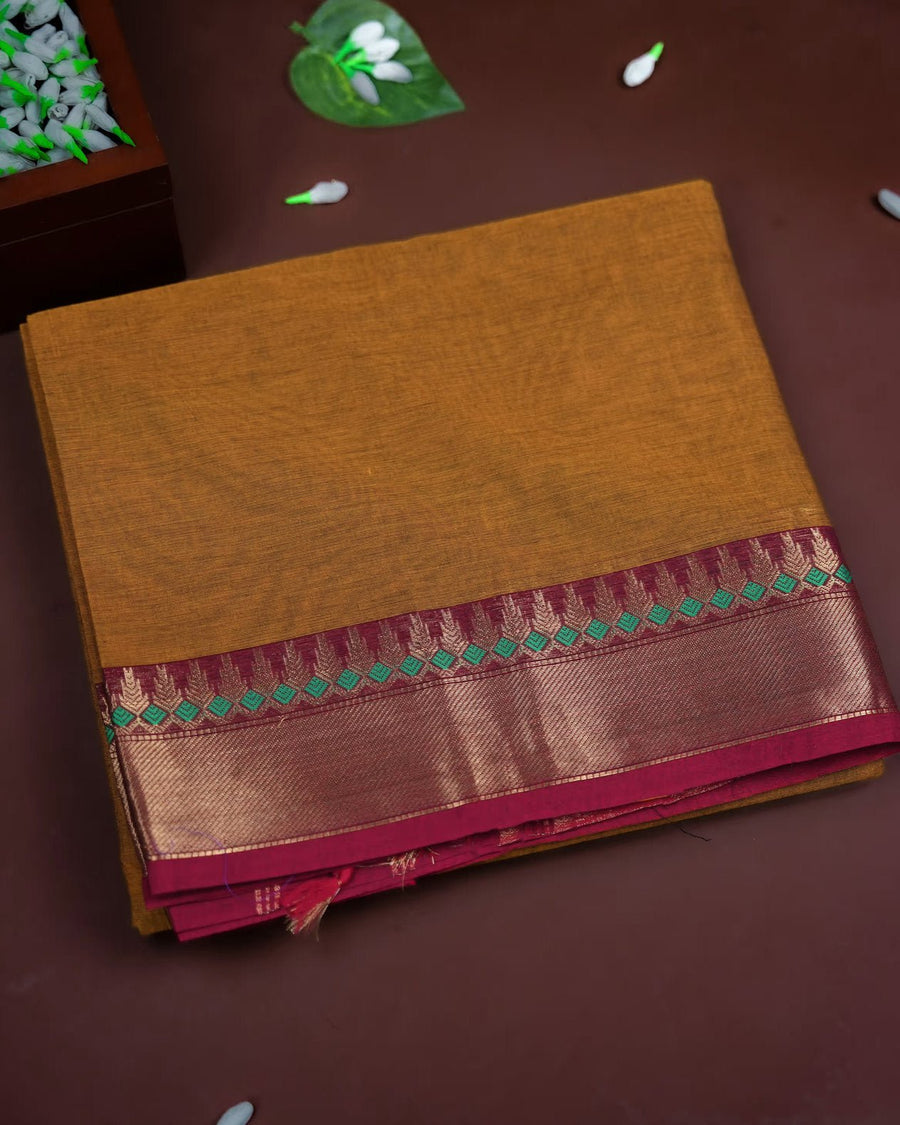 Earthy Color Cotton Saree - Shop Vastram