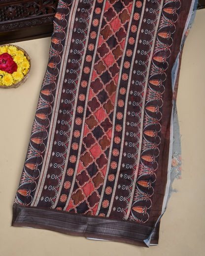 Earthy Color Lenin Saree - Shop Vastram