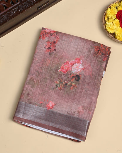 Earthy Color Lenin Saree - Shop Vastram