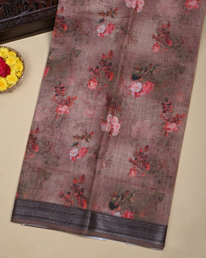 Earthy Color Lenin Saree - Shop Vastram