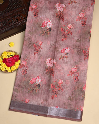 Earthy Color Lenin Saree - Shop Vastram