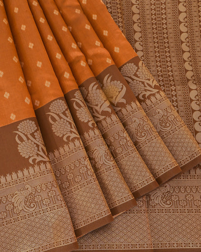Earthy Silk Banarsi Saree - Shop Vastram