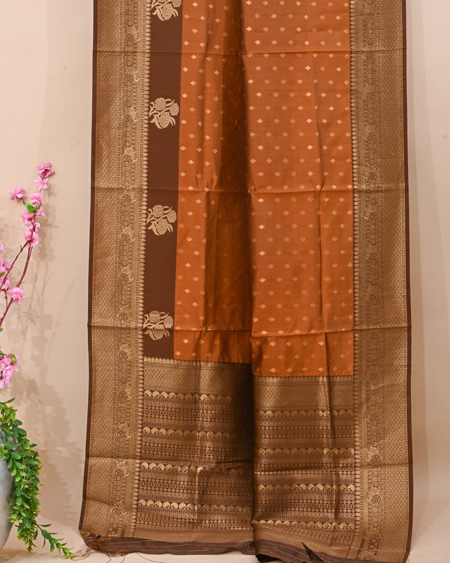 Earthy Silk Banarsi Saree - Shop Vastram