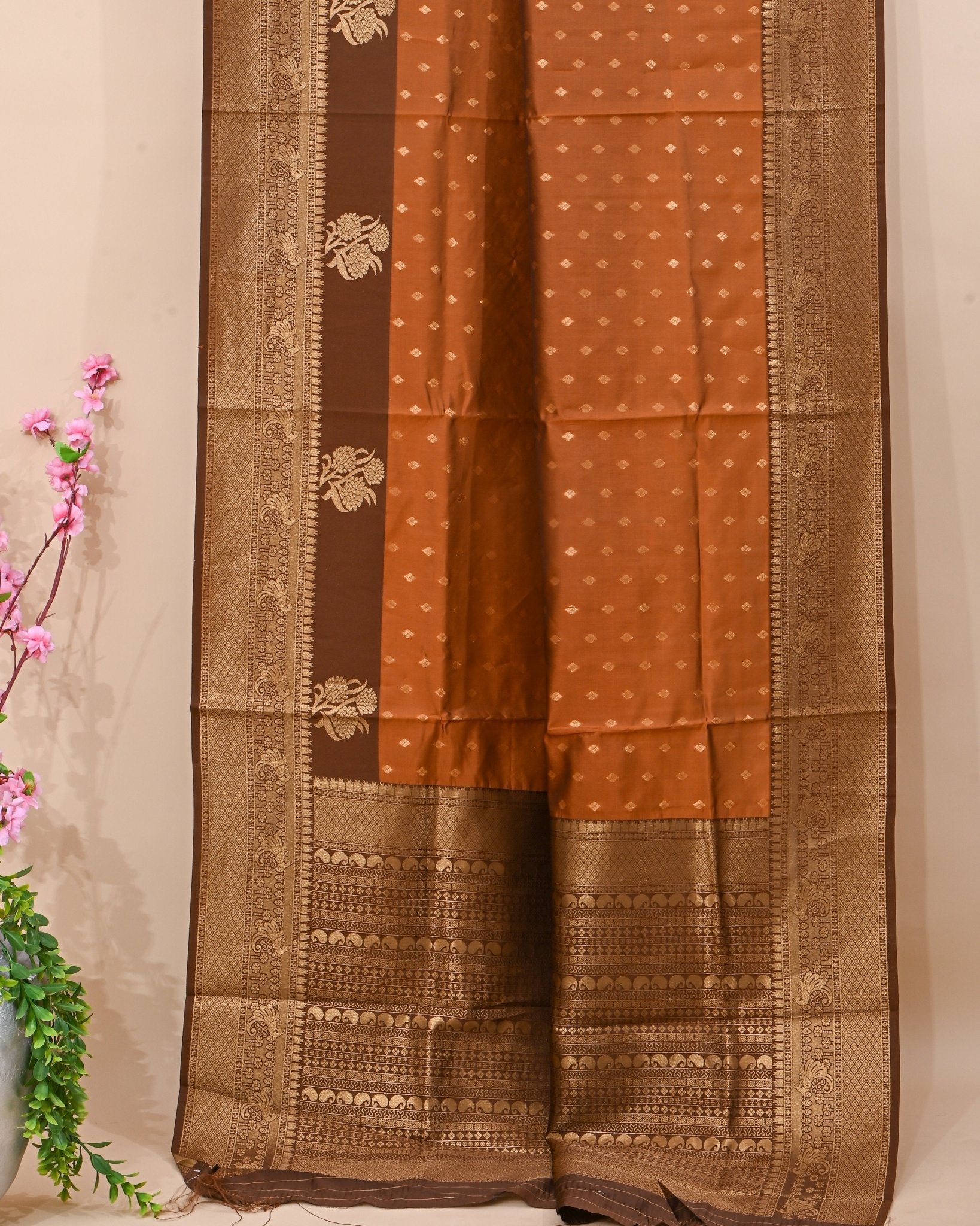 Earthy Silk Banarsi Saree - Shop Vastram