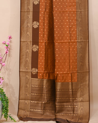 Earthy Silk Banarsi Saree - Shop Vastram