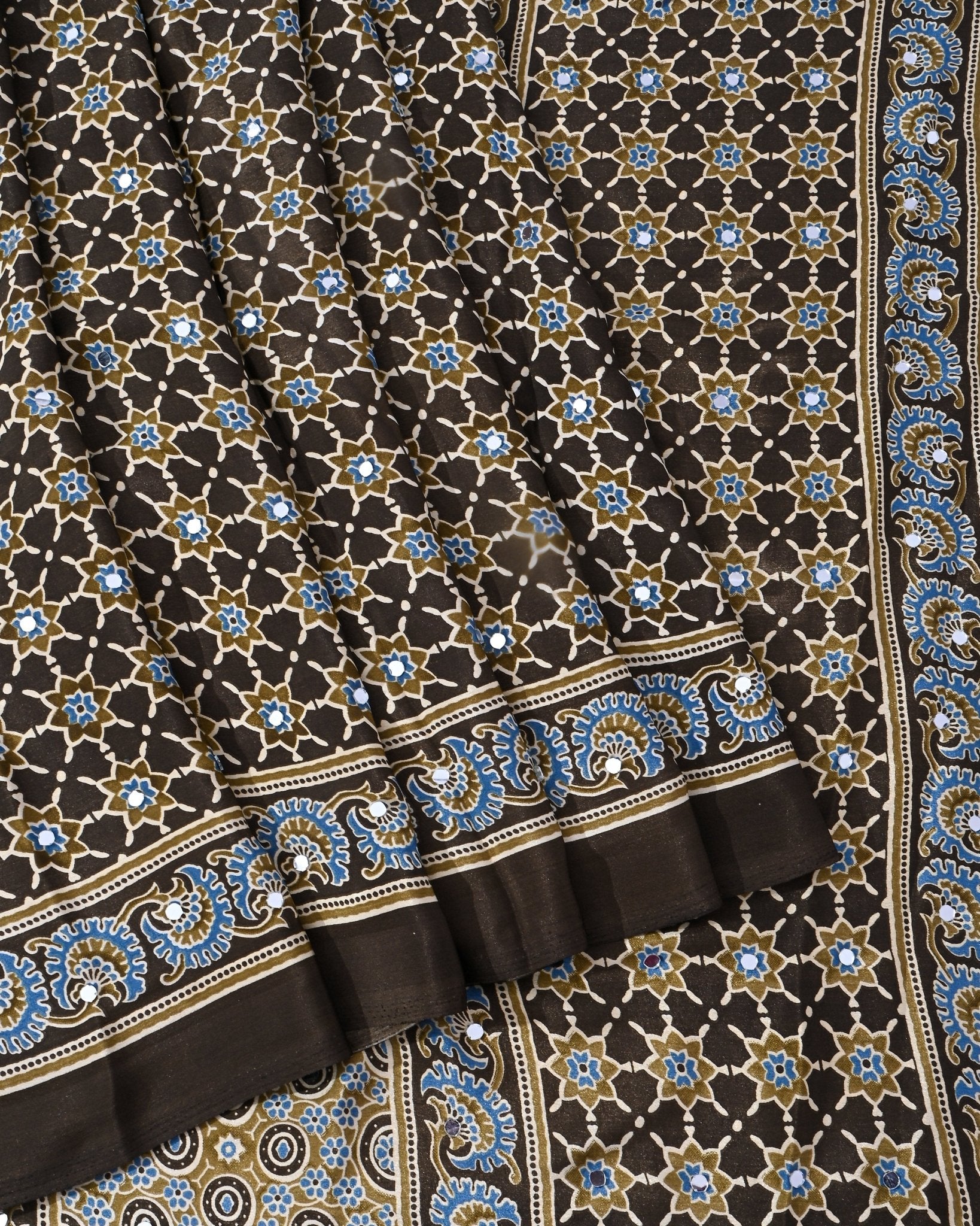 Earthy Silk Printed Saree - Shop Vastram