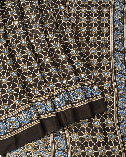 Earthy Silk Printed Saree - Shop Vastram