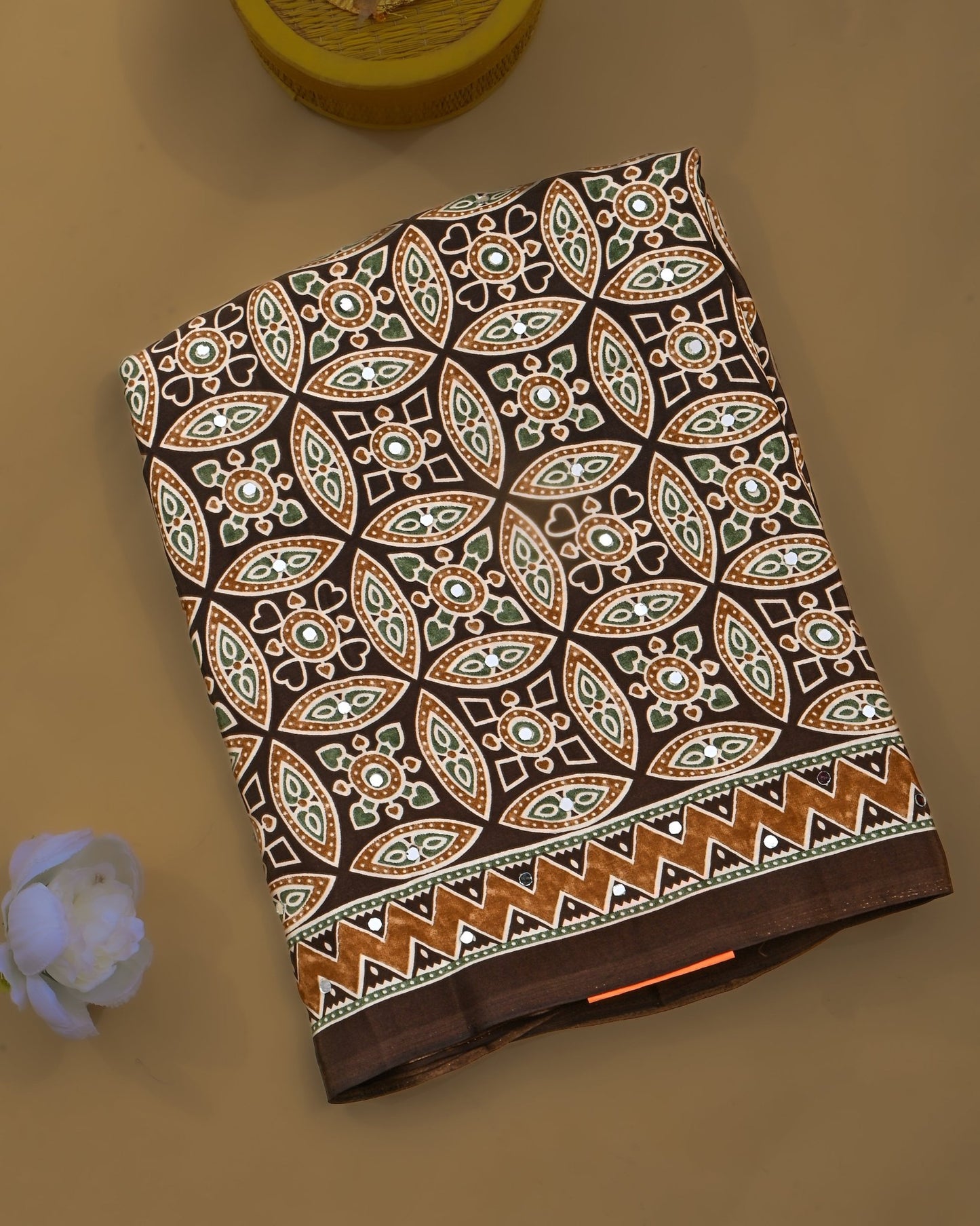 Earthy Silk Printed Saree - Shop Vastram