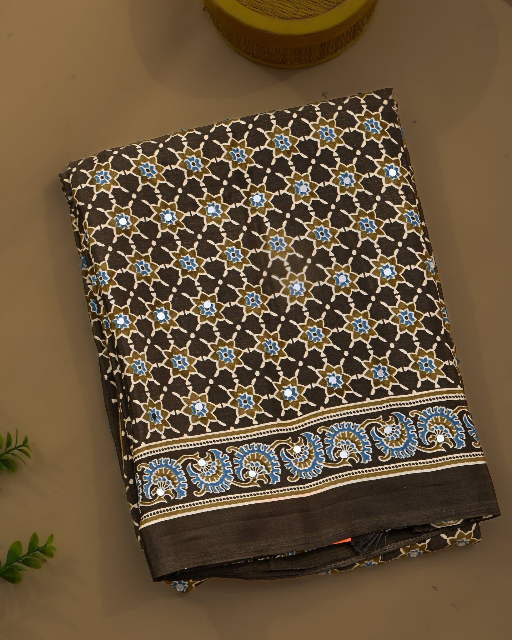 Earthy Silk Printed Saree - Shop Vastram