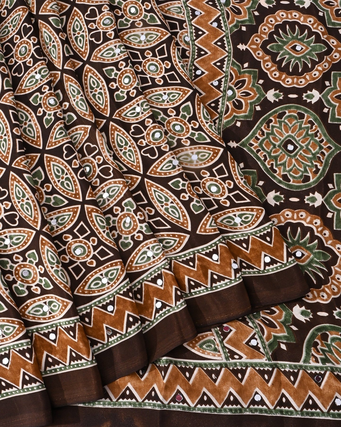 Earthy Silk Printed Saree - Shop Vastram
