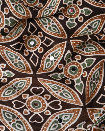 Earthy Silk Printed Saree - Shop Vastram