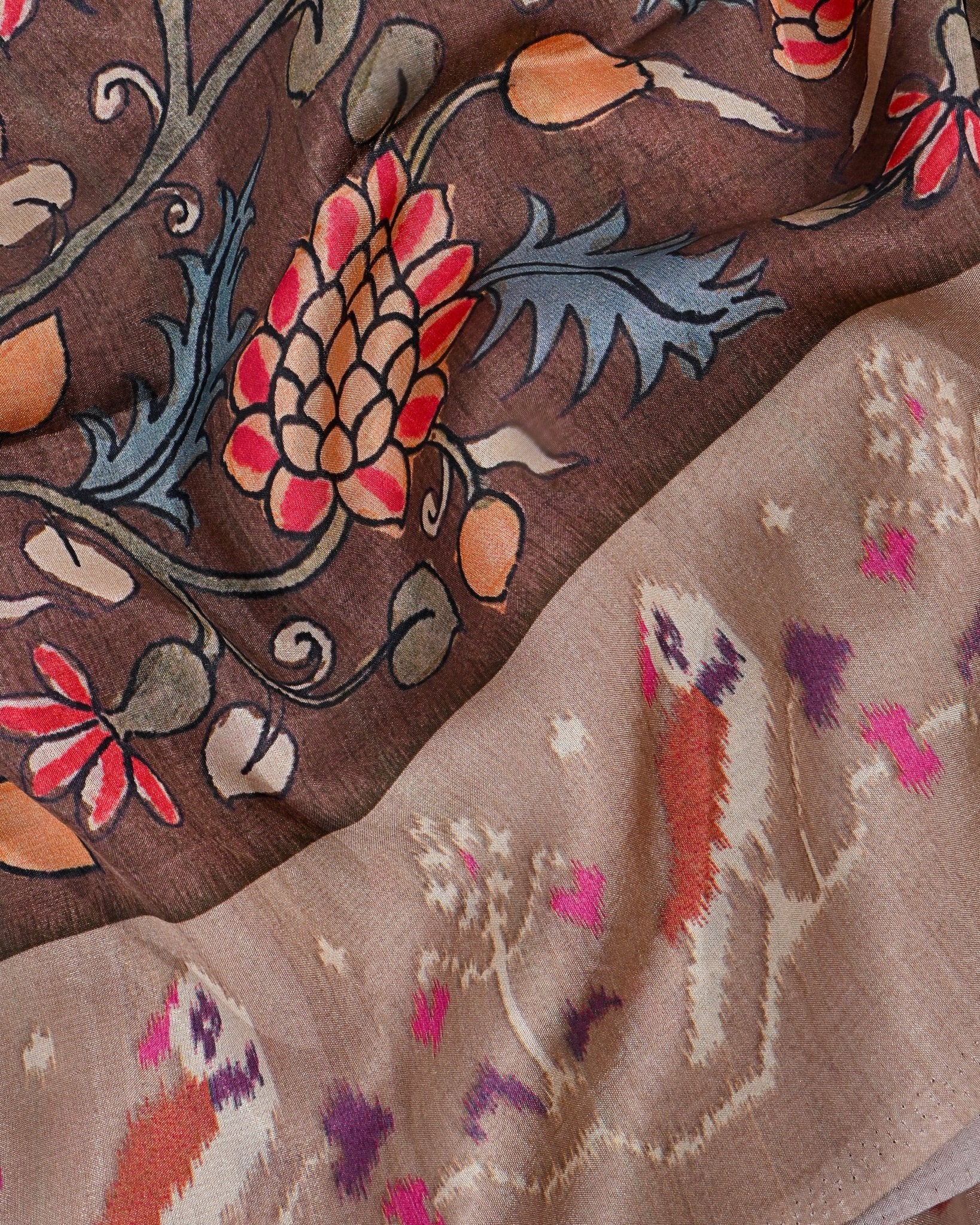 Earthy Silk Printed Saree - Shop Vastram