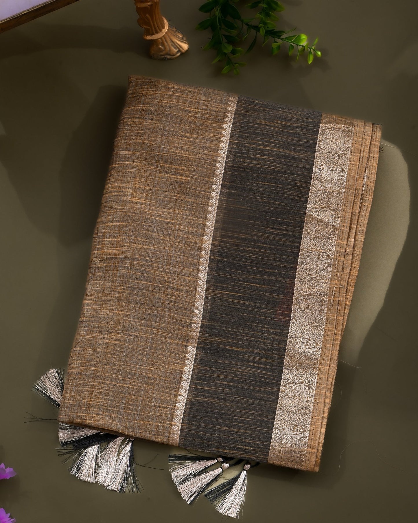 Earthy Tiisue Banarsi Saree - Shop Vastram