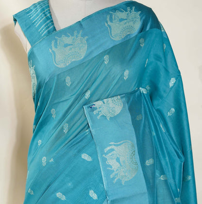 Ferozi Banarasi Silk Saree - Shop Vastram