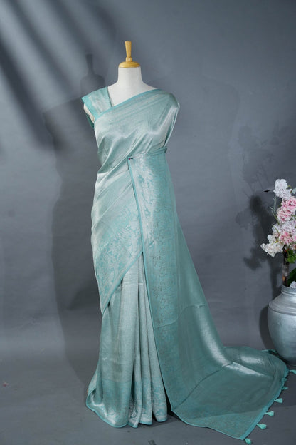 Ferozi Banarasi Tissue Saree - Shop Vastram