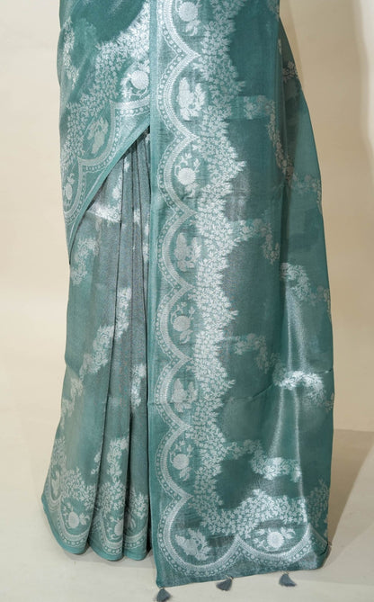 Ferozi Banarasi Tissue Saree - Shop Vastram
