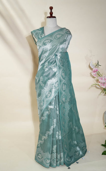 Ferozi Banarasi Tissue Saree - Shop Vastram