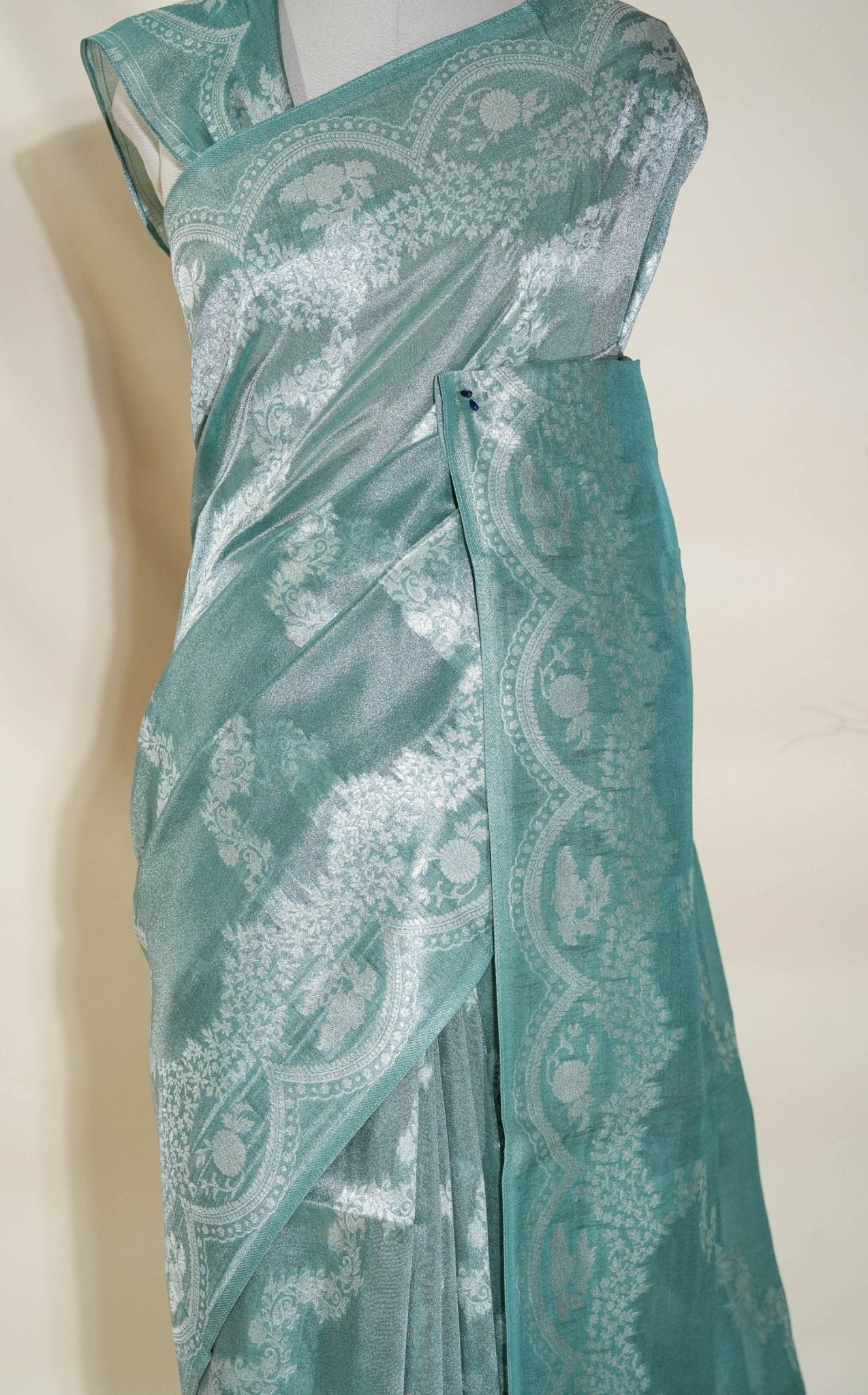 Ferozi Banarasi Tissue Saree - Shop Vastram