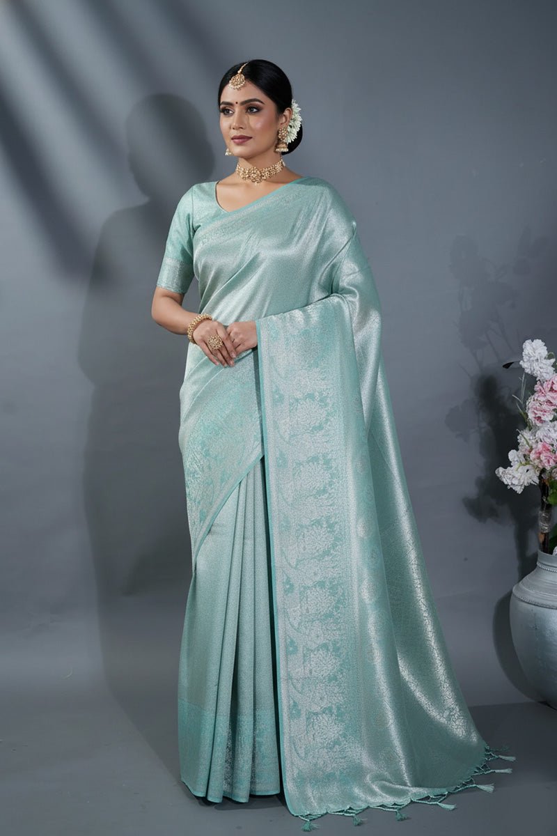 Ferozi Banarasi Tissue Saree - Shop Vastram