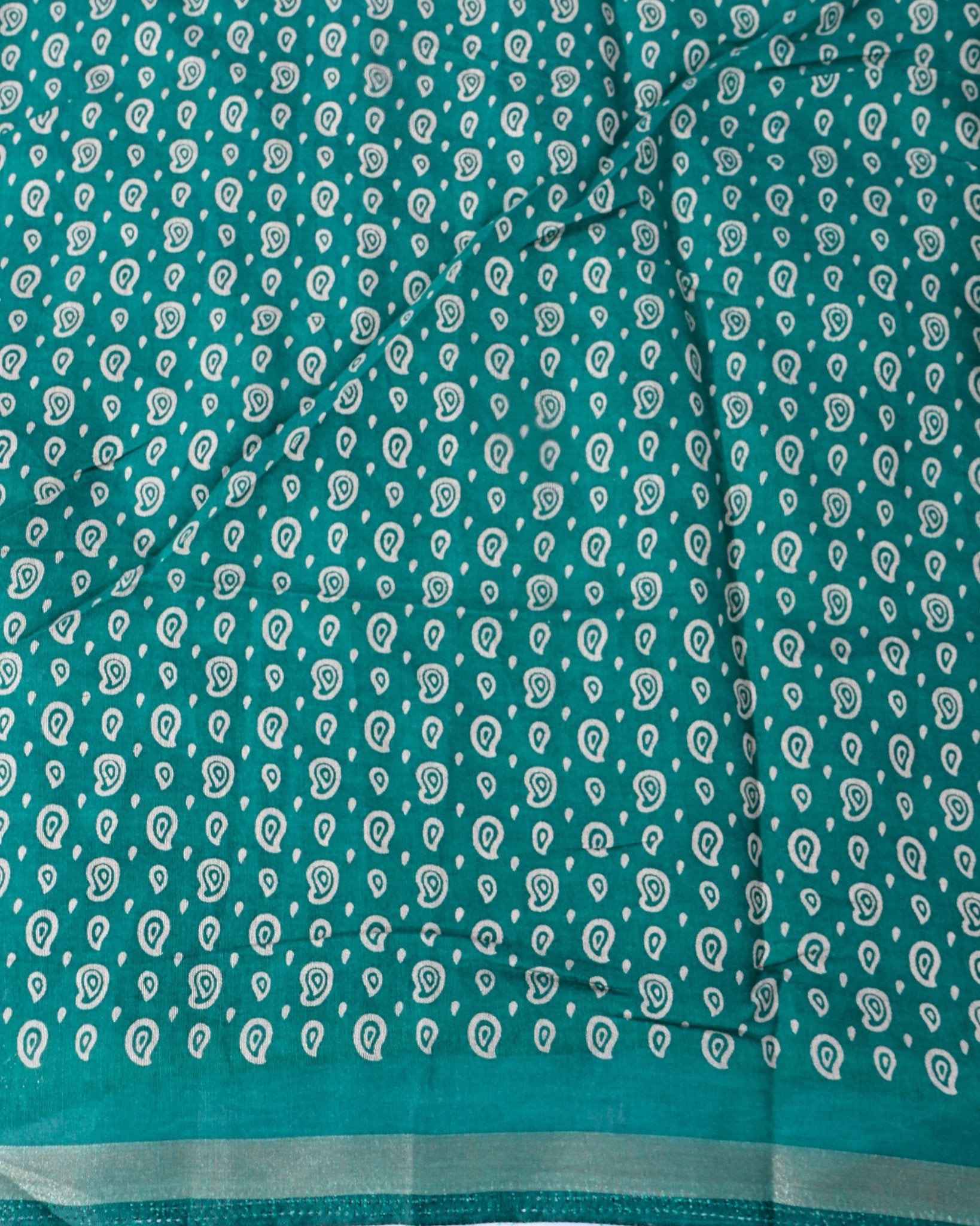 Ferozi Chanderi Embroidery Saree - Shop Vastram