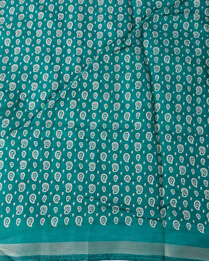Ferozi Chanderi Embroidery Saree - Shop Vastram