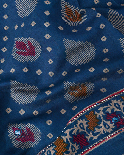 Ferozi Chanderi Printed Saree - Shop Vastram
