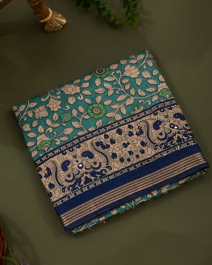 Ferozi Chanderi Printed Saree - Shop Vastram