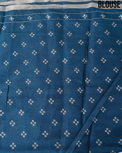Ferozi Chanderi Printed Saree - Shop Vastram