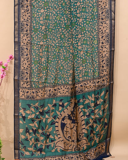 Ferozi Chanderi Printed Saree - Shop Vastram