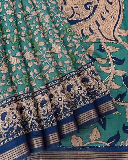 Ferozi Chanderi Printed Saree - Shop Vastram