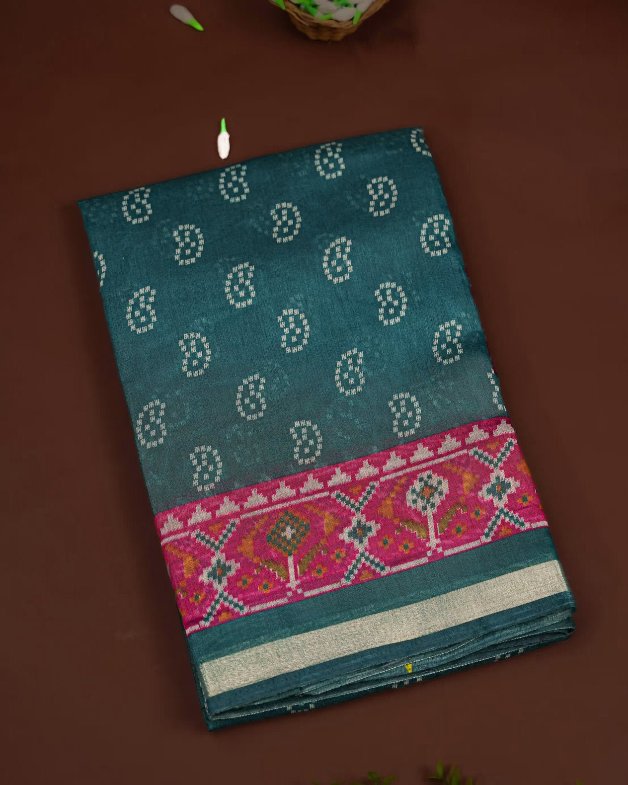 Ferozi Color Chanderi Saree - Shop Vastram