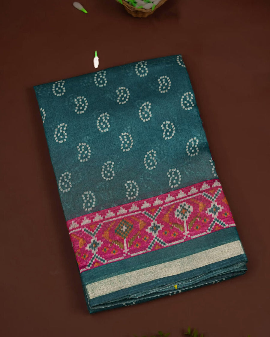Ferozi Color Chanderi Saree - Shop Vastram