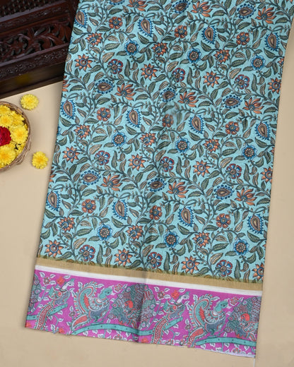 Ferozi Color Chanderi Saree - Shop Vastram