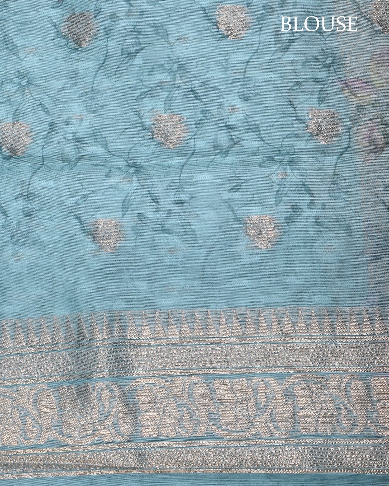 Ferozi Color Chanderi Saree - Shop Vastram