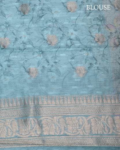Ferozi Color Chanderi Saree - Shop Vastram