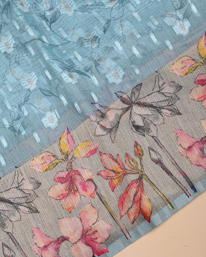 Ferozi Color Chanderi Saree - Shop Vastram