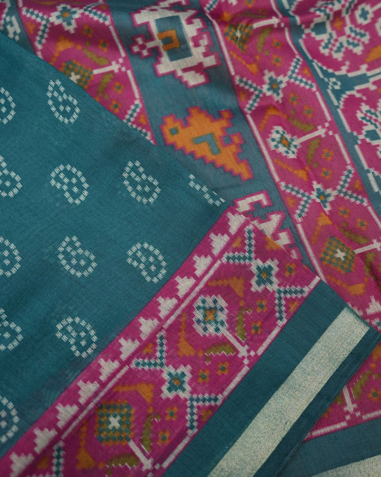 Ferozi Color Chanderi Saree - Shop Vastram