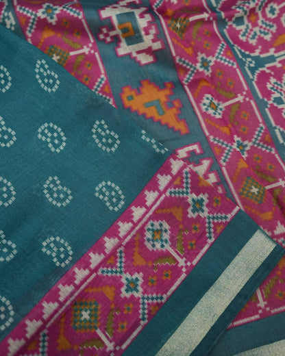 Ferozi Color Chanderi Saree - Shop Vastram