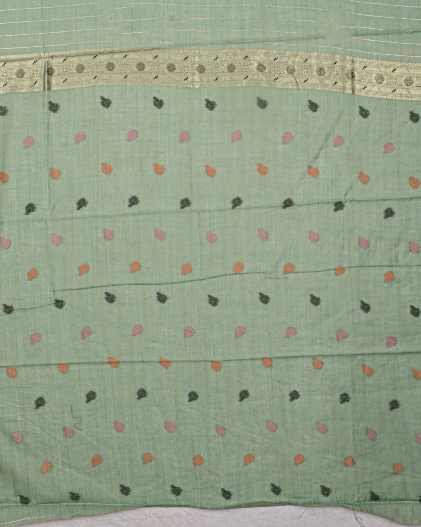 Ferozi color Chanderi Saree - Shop Vastram