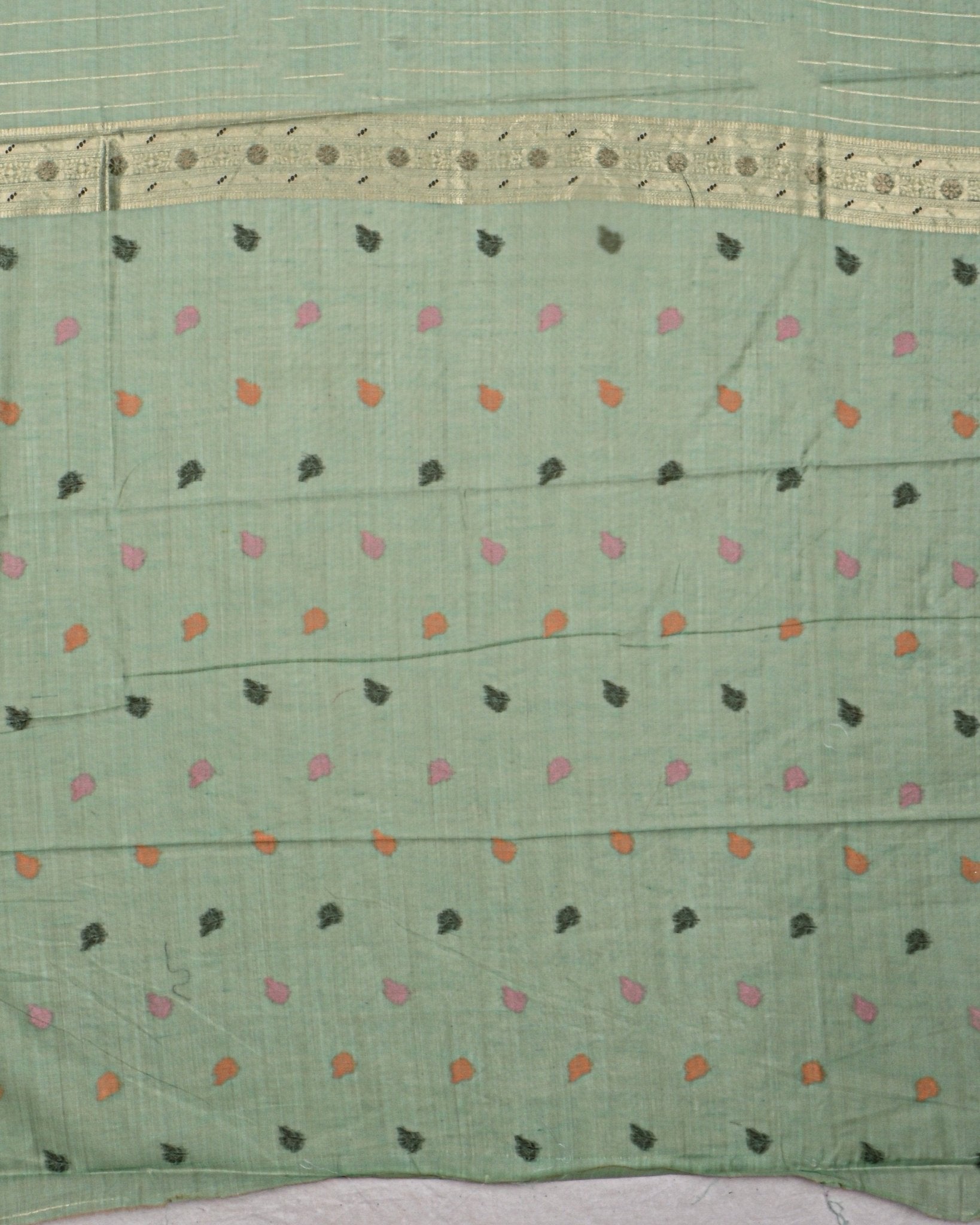 Ferozi color Chanderi Saree - Shop Vastram